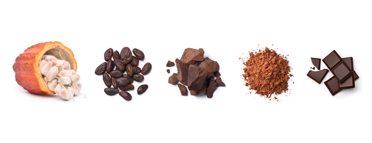 From cacao fruit to finished product: the chocolate process begins with carefully harvested beans, which are fermented, dried, roasted, and ground into cocoa mass. After pressing and conching, liquid chocolate is created, ready for further processing into bars, tablets, pralines, or coatings.